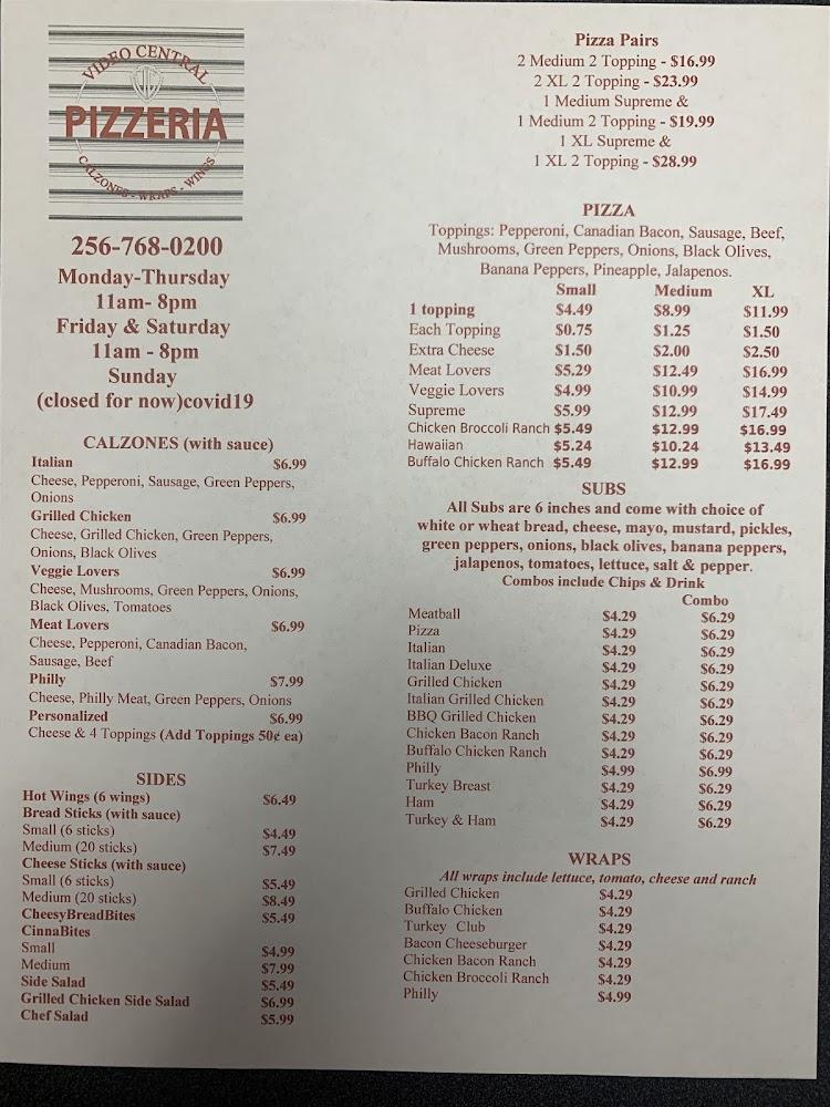 Video Central Pizzeria Menu image 4